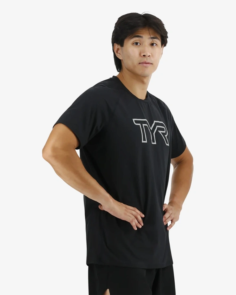 Футболка TYR Men's ClimaDry Raglan Tech Tee Big Logo - Solid