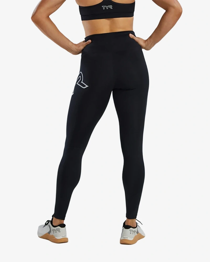 Тайтсы с высокой талией TYR Base Kinetic™ Womens's High-Rise 28" Logo Leggings - Solid