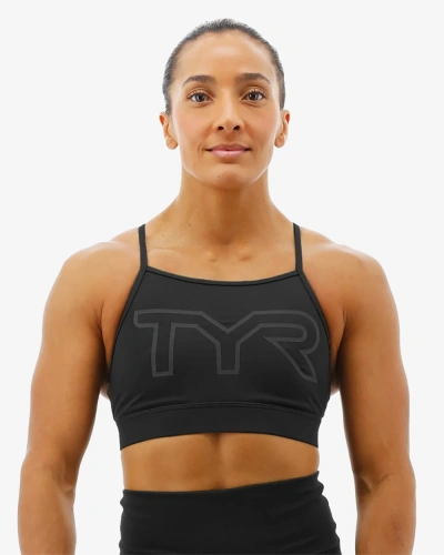 Топ TYR Womens's High Neck Sports Bra - Solid Big Logo