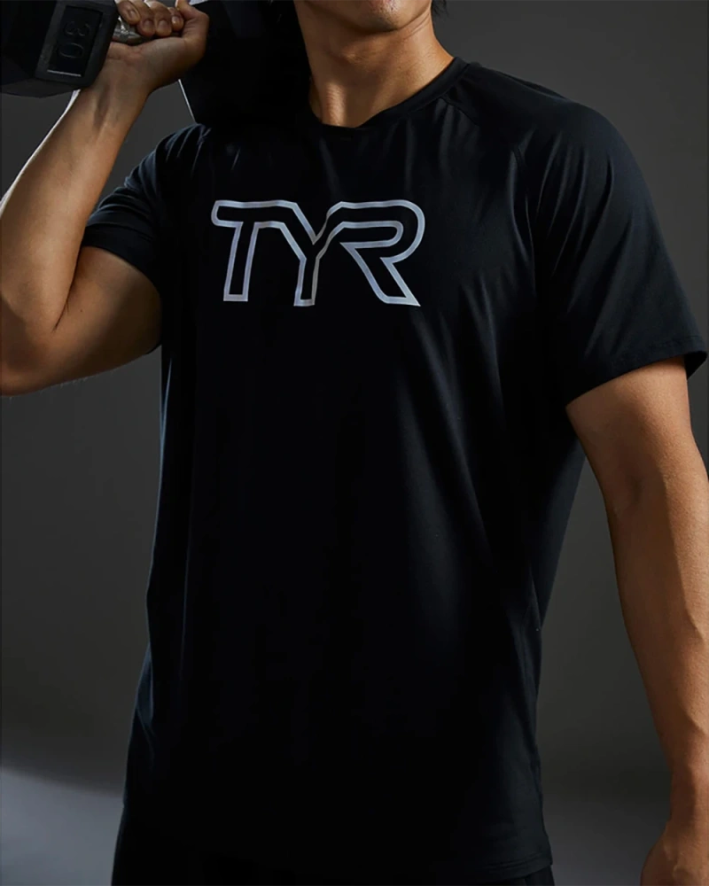 Футболка TYR Men's ClimaDry Raglan Tech Tee Big Logo - Solid