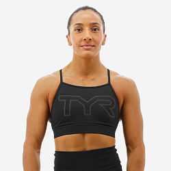Топ TYR Womens's High Neck Sports Bra - Solid Big Logo