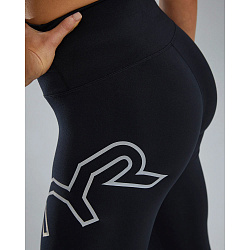 Тайтсы с высокой талией  TYR Base Kinetic™ Womens's High-Rise 28" Logo Leggings - Solid